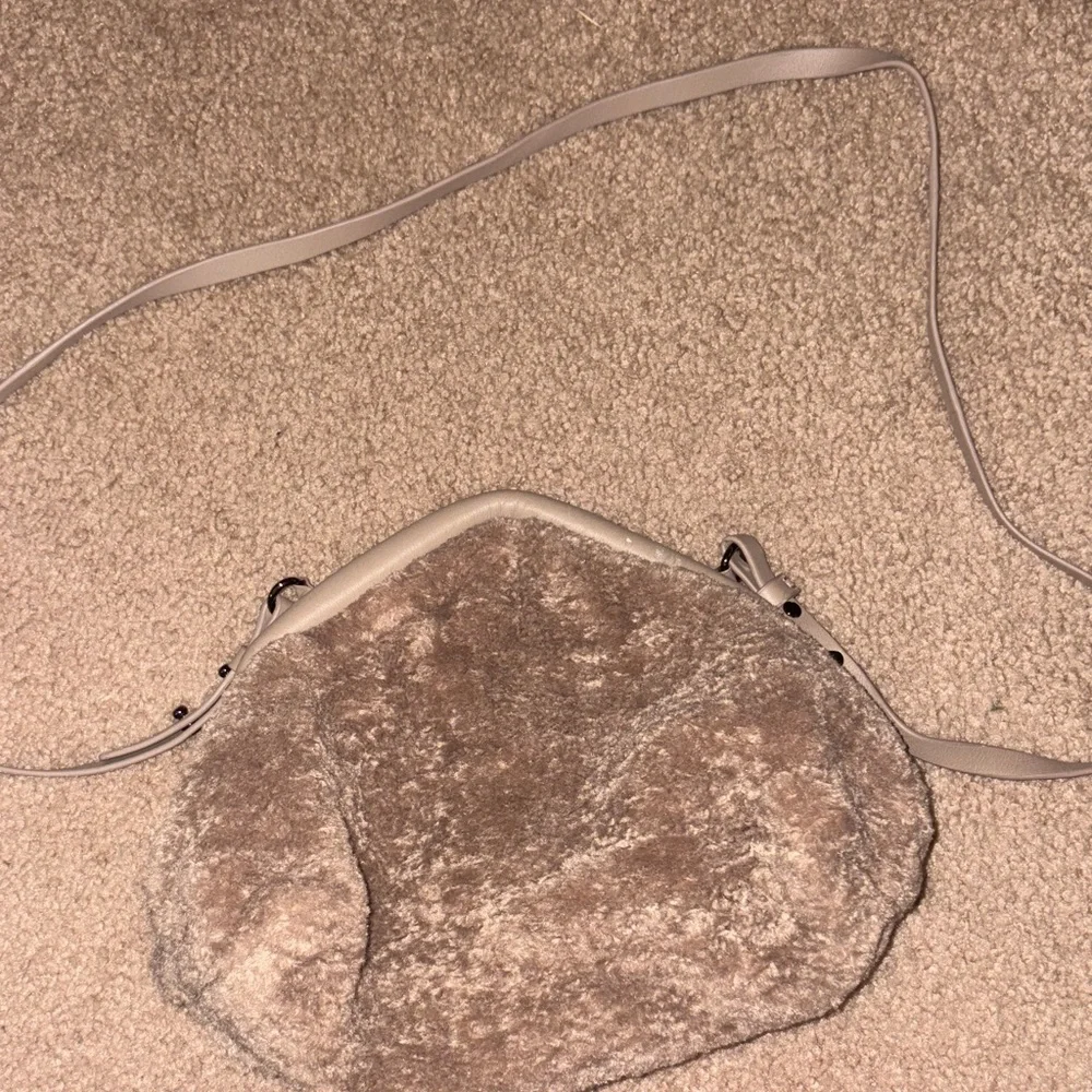 Vince Camuto Issey Shearling Crossbody Bag in Wild Mushroom - Picture 1 of 3
